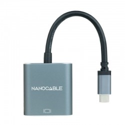 Nanocable Conversor USB-C a VGA, USB-C/M-VGA/H, Aluminio, Gris, 10 cm