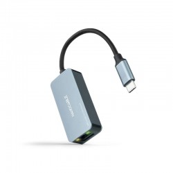 Nanocable Conversor USB-C 3.2 GEN1 a Ethernet 2.5G, Aluminio, Gris, 15 cm
