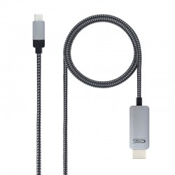 Nanocable 10.15.5102 adaptador de cable de vídeo 1,8 m USB Tipo C HDMI Aluminio, Negro