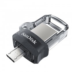 Sandisk Ultra Dual m3.0 unidad flash USB 256 GB USB Type-A / Micro-USB 3.2 Gen 1 (3.1 Gen 1) Negro, Plata, Transparente