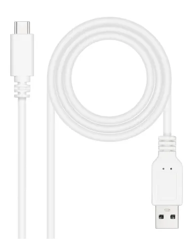 Nanocable Cable USB 2.0 3A, tipo USB-C M-A M, Blanco, 1 m