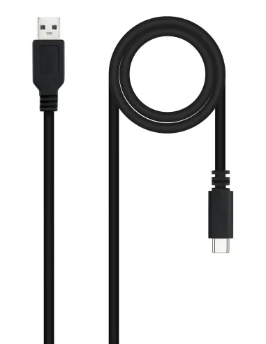 Nanocable Cable USB 2.0 3A, tipo USB-C M-A M, Negro, 1.5 m