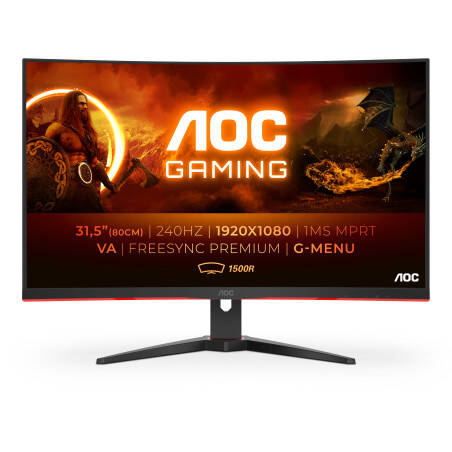 AOC G2 C32G2ZE BK pantalla para PC 80 cm (31.5") 1920 x 1080 Pixeles Full HD LED Negro, Rojo