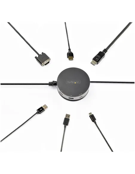 StarTech.com Adaptador Multipuertos USB-C - Docking Station USB 3.1 Gen 2 Tipo C con Vídeo HDMI, DisplayPort de 4K a 60Hz o VGA