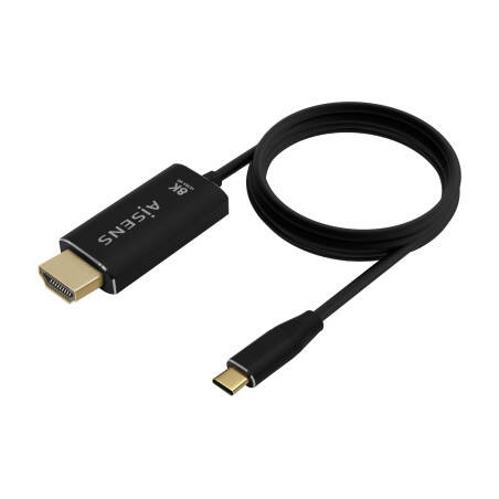 AISENS Cable Conversor Aluminio USB-C A HDMI 2.1 8k@60Hz, USB-C M-HDMI M, Negro, 2.0m