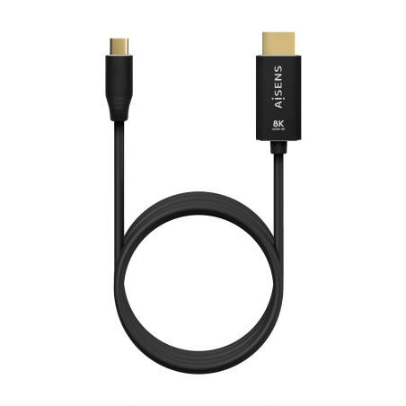AISENS Cable Conversor Aluminio USB-C A HDMI 2.1 8k@60Hz, USB-C M-HDMI M, Negro, 2.0m