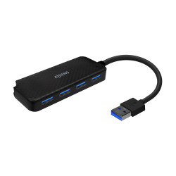 AISENS Hub USB 3.0, Tipo A M-4x Tipo A H, Negro, 15cm