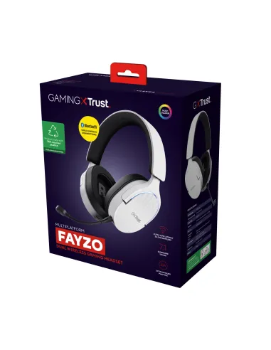 Trust GXT 491W FAYZO Auriculares Inalámbrico y alámbrico Diadema Juego USB Tipo C Bluetooth Negro, Blanco
