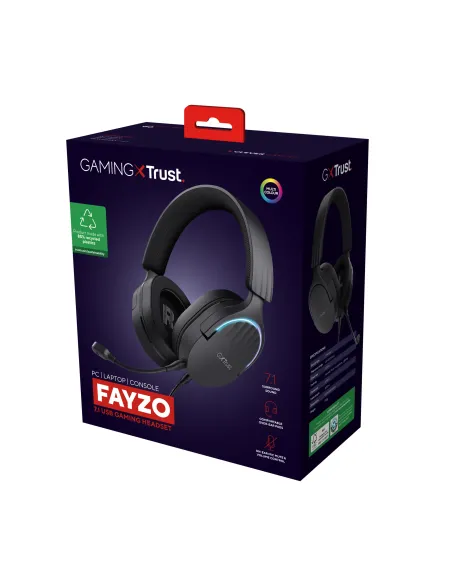 Trust GXT 490 FAYZO Auriculares Alámbrico Diadema Juego USB tipo A Negro