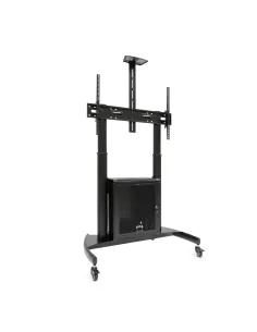 TooQ “NARNIA” Soporte de Suelo con Armario Multiusos + Accesorios Rack para Pantallas 60"- 100", Negro