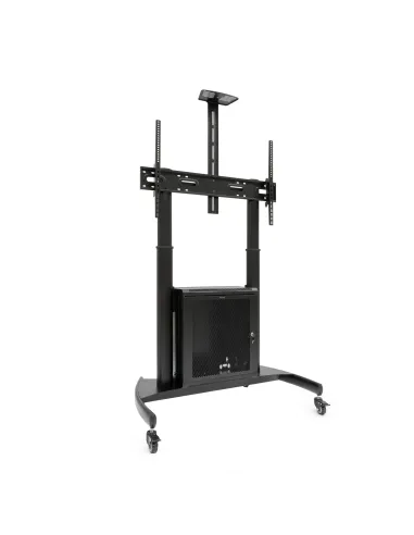 TooQ “NARNIA” Soporte de Suelo con Armario Multiusos + Accesorios Rack para Pantallas 60"- 100", Negro