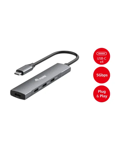 Equip 128963 hub de interfaz USB 3.2 Gen 1 (3.1 Gen 1) Type-C 5000 Mbit s Negro, Plata