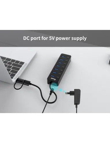 Equip 128965 hub de interfaz USB 3.2 Gen 1 (3.1 Gen 1) Type-A 5000 Mbit s Negro