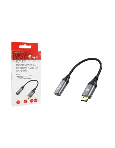 Equip 133445 adaptador de cable de vídeo 0,15 m DisplayPort HDMI Negro, Gris