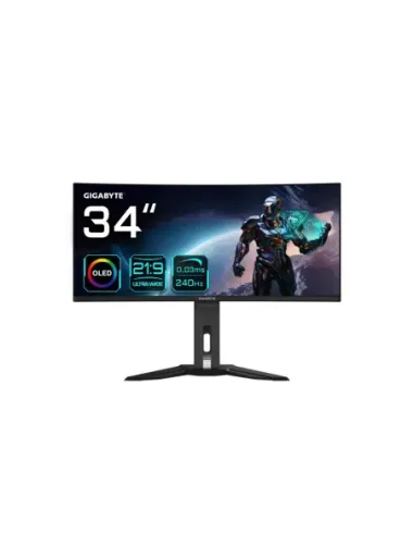 GIGABYTE Monitor de juegos curvo OLED WQHD MO34WQC2 de 34” - 3440x1440 (WQHD), 240Hz, 0.03ms, KVM, 250 cd/m², FreeSync Premium P