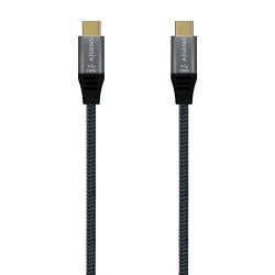 AISENS – USB 3.2 Gen2x2 Aluminum Cable 20Gbps 8K@30Hz 5A 100W E-Mark, Type USB-C M-USB-C M, Grey, 1.5 m