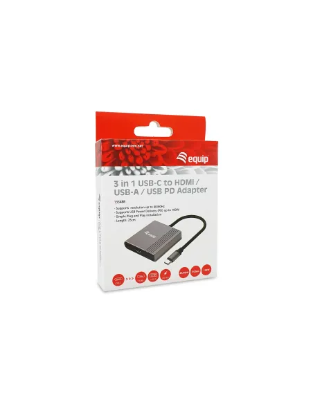 Equip 133488 Adaptador gráfico USB 3840 x 2160 Pixeles Negro, Gris