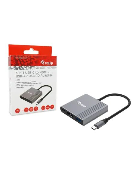 Equip 133488 Adaptador gráfico USB 3840 x 2160 Pixeles Negro, Gris