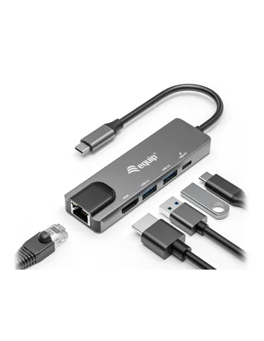 Equip 133489 base para portátil y replicador de puertos Alámbrico USB 3.2 Gen 1 (3.1 Gen 1) Type-C Gris