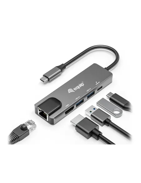 Equip 133489 base para portátil y replicador de puertos Alámbrico USB 3.2 Gen 1 (3.1 Gen 1) Type-C Gris