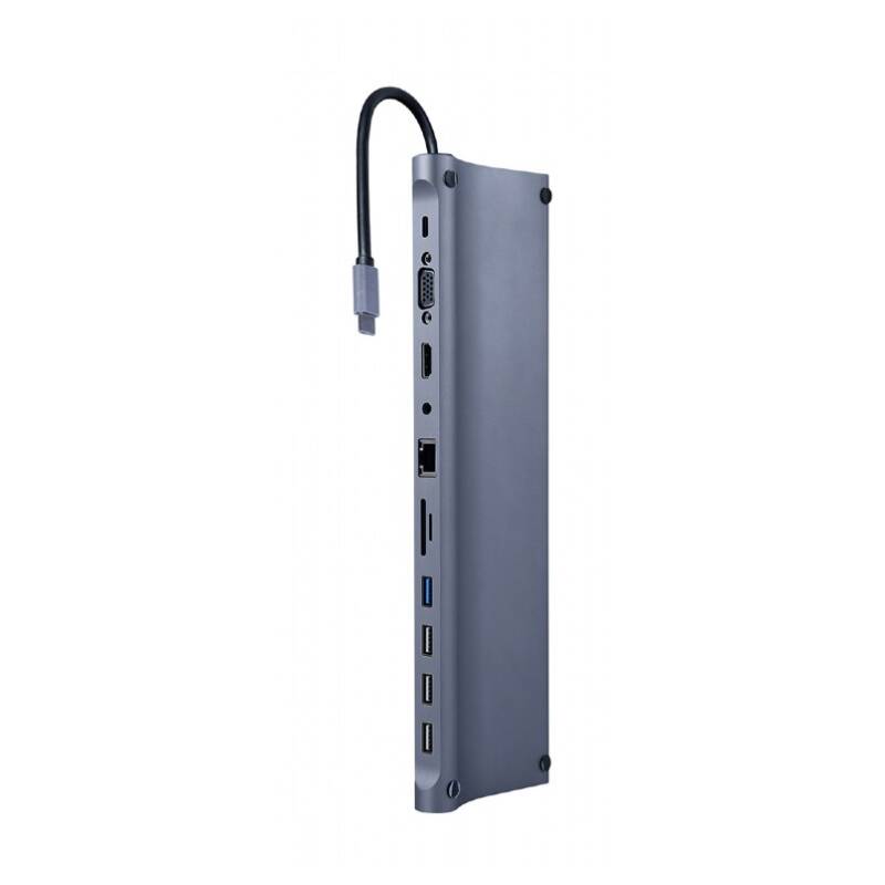 ADAPTADOR MULTIPUERTO USB TIPO C 11 EN 1 DE 3 5 MM GRIS ESPACIAL