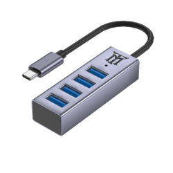 Maillon Technologique Premium MTHUB4 hub de interfaz USB 3.2 Gen 2 (3.1 Gen 2) Type-C 5 Mbit/s Aluminio, Gris