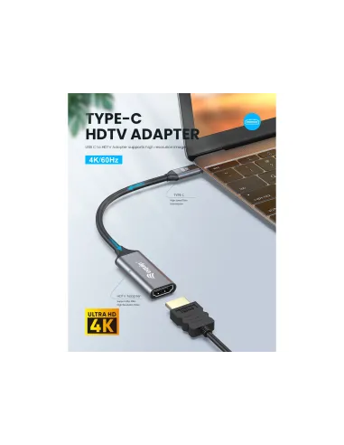 Equip 133491 adaptador de cable de vídeo 0,15 m USB Tipo C HDMI Negro, Gris