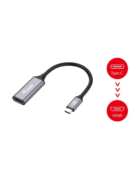 Equip 133491 adaptador de cable de vídeo 0,15 m USB Tipo C HDMI Negro, Gris