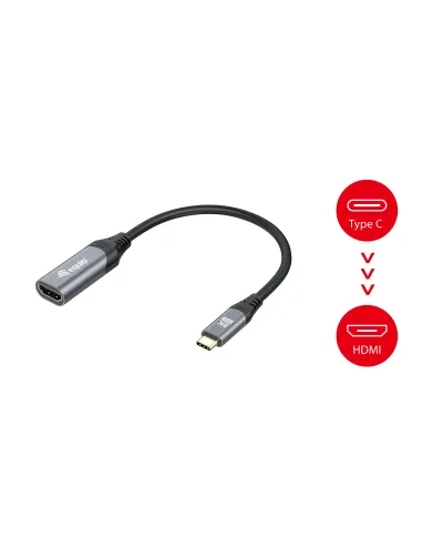 Equip 133492 adaptador de cable de vídeo 0,15 m USB Tipo C HDMI Negro, Gris