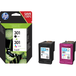 HP Pack de ahorro de 2 cartuchos de tinta original 301 negro/Tri-color