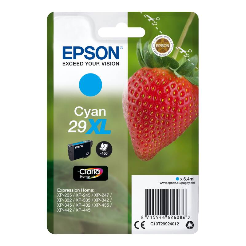 Epson Strawberry Singlepack Cyan 29XL Claria Home Ink 6,4 ml