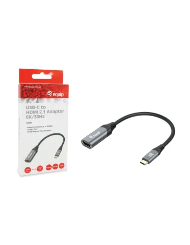 Equip 133492 adaptador de cable de vídeo 0,15 m USB Tipo C HDMI Negro, Gris