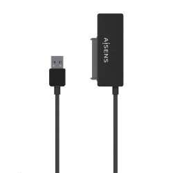 AISENS Adaptador ASE-35A01B SATA a USB-A USB 3.0/USB3.1 GEN1 para Discos Duros 2.5″ y 3.5″ con Alimentador, Negro