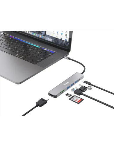 Equip 133494 base para portátil y replicador de puertos Alámbrico USB 3.2 Gen 1 (3.1 Gen 1) Type-C Plata