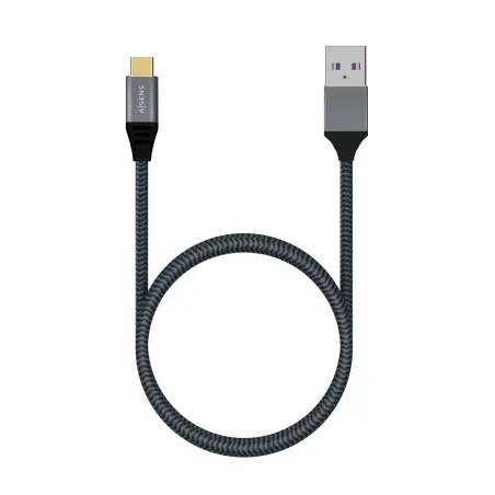 AISENS Cable USB 3.1 Gen2 Aluminio 10Gbps 3A, Tipo USB-C M-A M, Gris, 1.0M