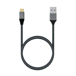 AISENS Cable USB 3.1 Gen2 Aluminio 10Gbps 3A, Tipo USB-C M-A M, Gris, 2.0M