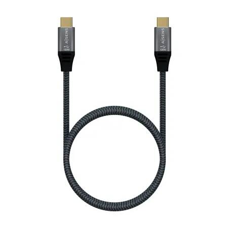 AISENS Cable USB 3.2 Gen2X2 Aluminio 20Gbps 5A 100W E-Mark, Tipo USB-C M-USB-C M, Gris, 2.0M