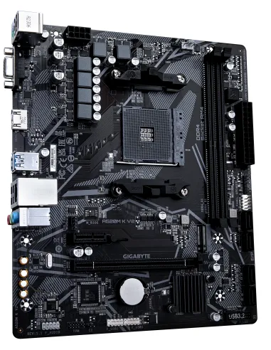 GIGABYTE Placa base A520M K V2 - Compatible con CPUs AMD Ryzen serie 5000 AM4, hasta 5100MHz DDR4 (OC), PCIe Gen3 x4 M.2, LAN