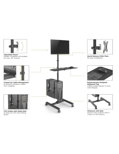 Equip 650171 mueble y soporte para dispositivo multimedia Negro PC Carro multimedia