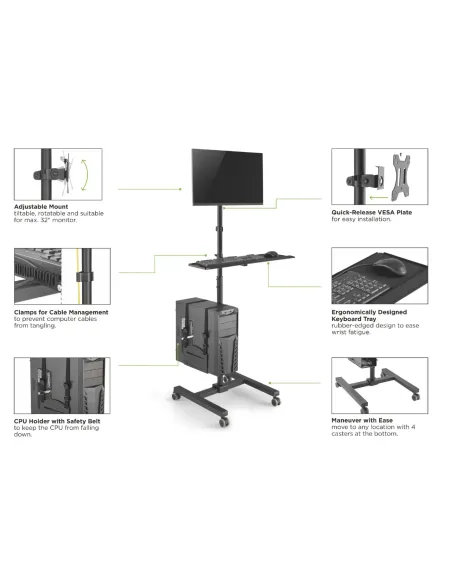 Equip 650171 mueble y soporte para dispositivo multimedia Negro PC Carro multimedia