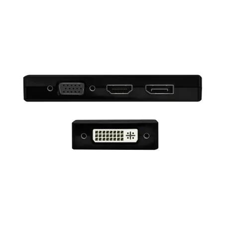 AISENS Conversor USB-C A DP DVI HDMI VGA, USB-C M-DP H-DVI H-HDMI H-Vga H, Negro, 15cm