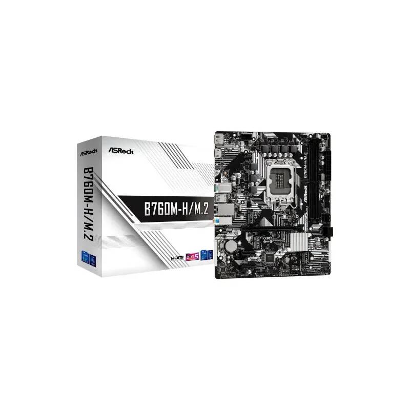 PLACA ASROCK B760M-H/M.2,INTEL,1700,B760,2DDR5,96GB,HDMI+DP,4SATA+2M.2,5USB 3.2+1USB-C,GBLAN,MATX