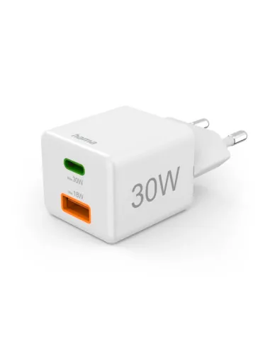 Cargador pared hama 30w 1 x usb tipo c 1 x usb tipo a blanco carga rapida