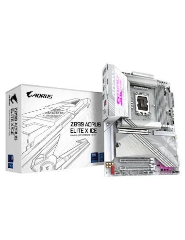 GIGABYTE Placa base Z890 AORUS ELITE X ICE - Compatible con CPUs Intel Core Ultra (Serie 2), VRM de 16+1+2 fases, hasta 9500MHz