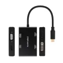 Nanocable Conversor USB-C M a HDMI H + DVI H + DP H + VGA H, Negro, 10 cm