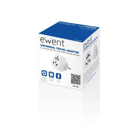 Ewent EW1480 adaptador de enchufe eléctrico Universal Blanco