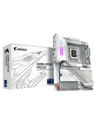 GIGABYTE Placa base Z890 AORUS PRO ICE - Compatible con CPUs Intel Core Ultra (Serie 2), VRM de 16+1+2 fases, hasta 9500MHz