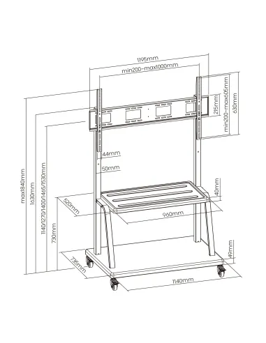 Ewent EW1541 soporte para pantalla de señalización 3,05 m (120") Negro