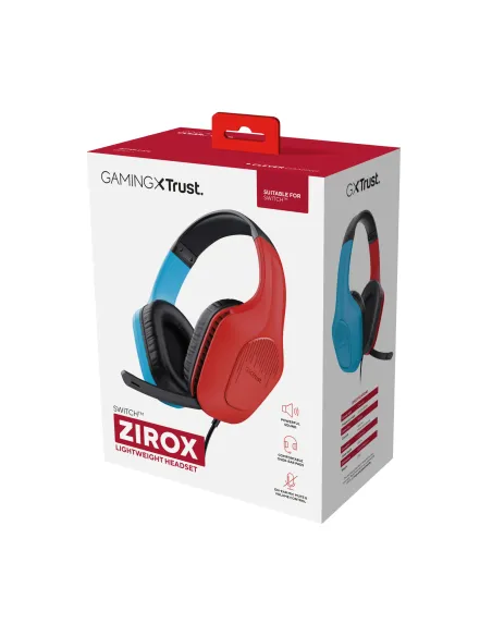 Trust GXT 416S Zirox Auriculares Alámbrico Diadema Juego Negro, Cian, Rojo