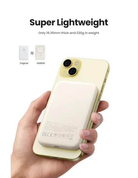 Ugreen 25208 batería externa 10000 mAh Cargador inalámbrico Beige